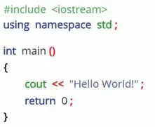 Hello world syntax for C++
